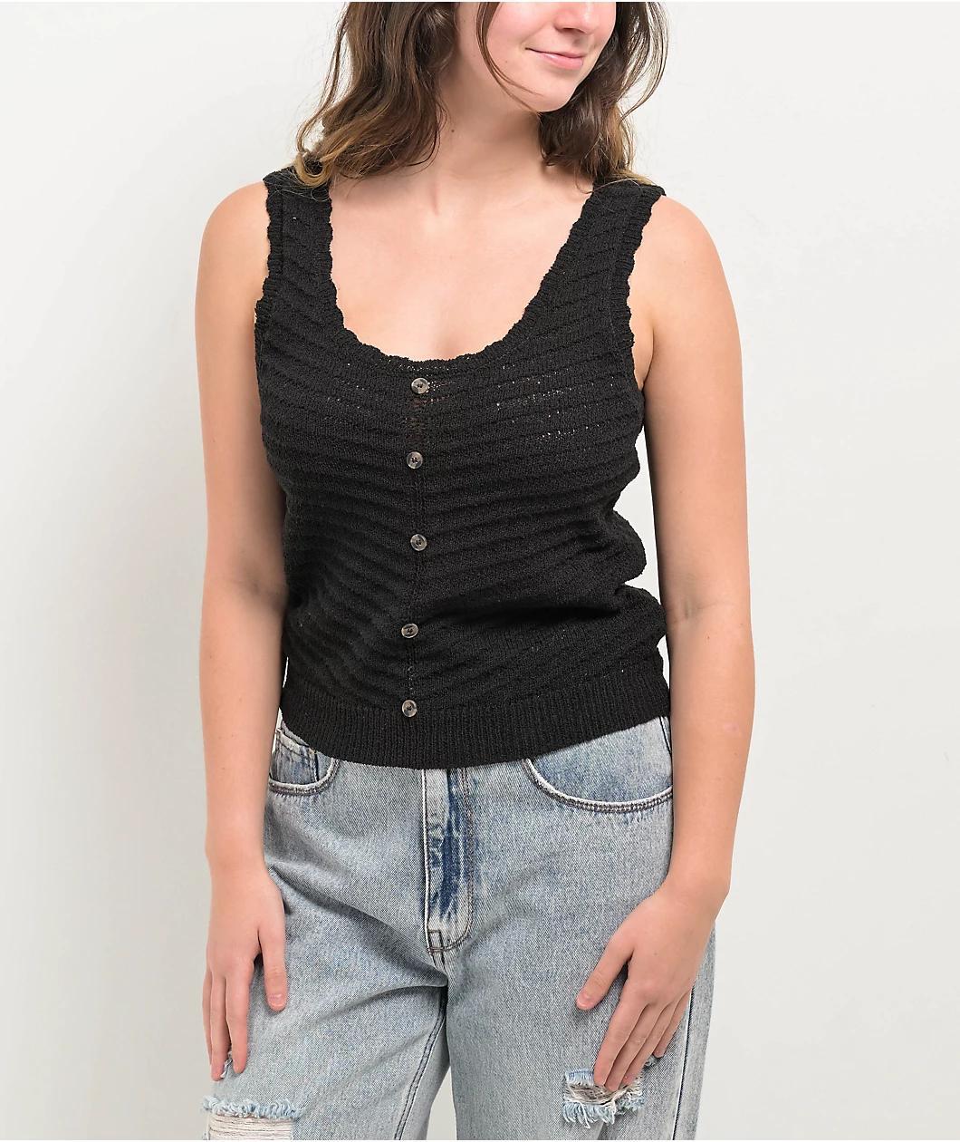 Blu Pepper Buttoned Black Tank Top Product Image