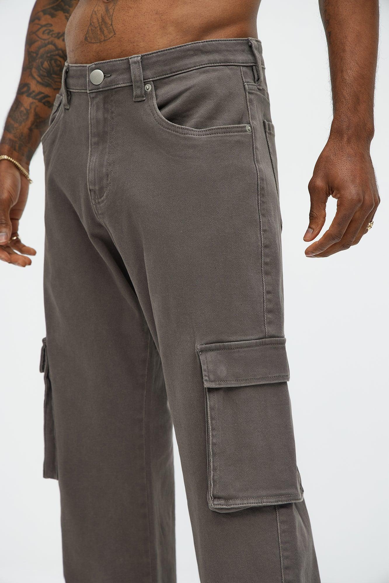 Classic Straight Cargo Jeans - Charcoal Product Image
