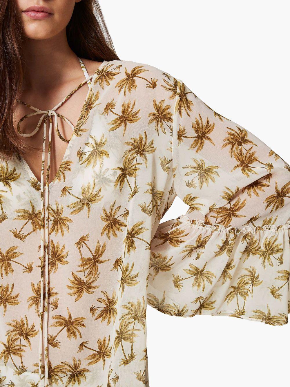 palm tree-print georgette dress Product Image