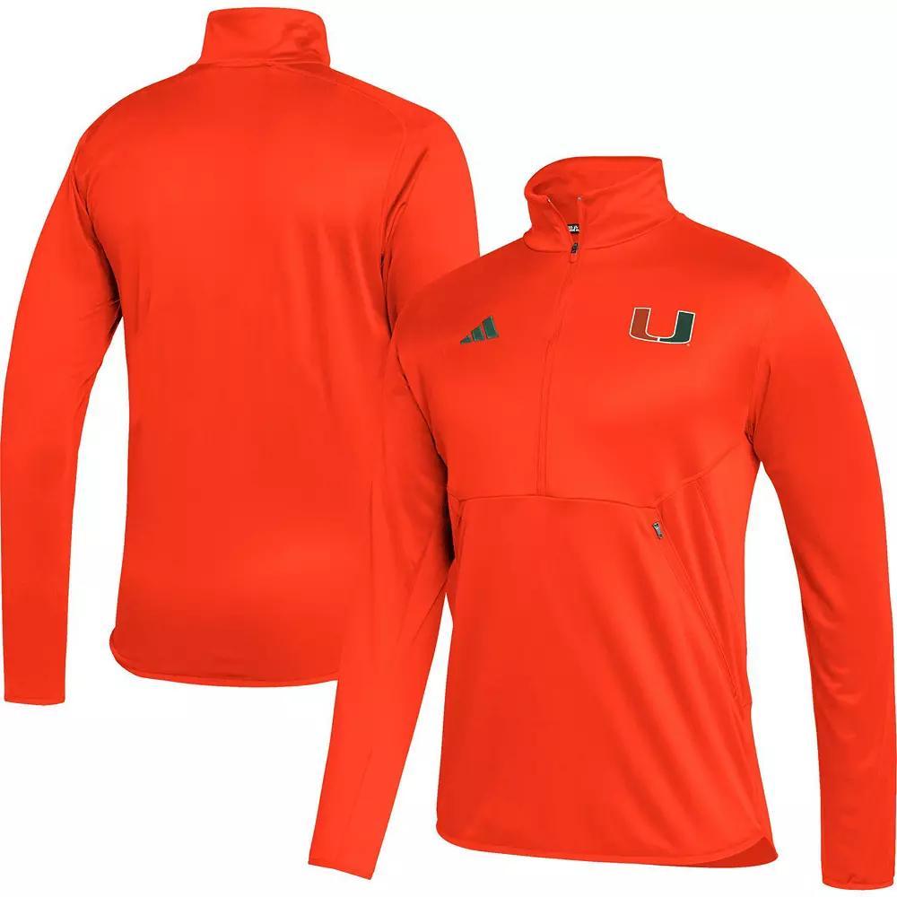 Men's adidas Orange Miami Hurricanes 2023 Sideline AEROREADY Half-Zip Top, Size: 2XL Product Image