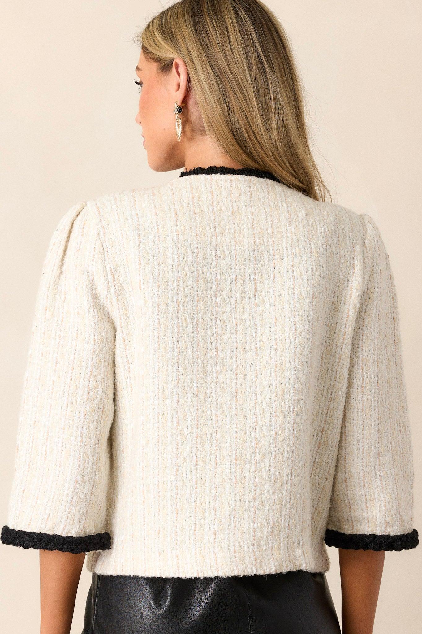 Urban Utility Ivory Button Front Tweed Jacket Product Image