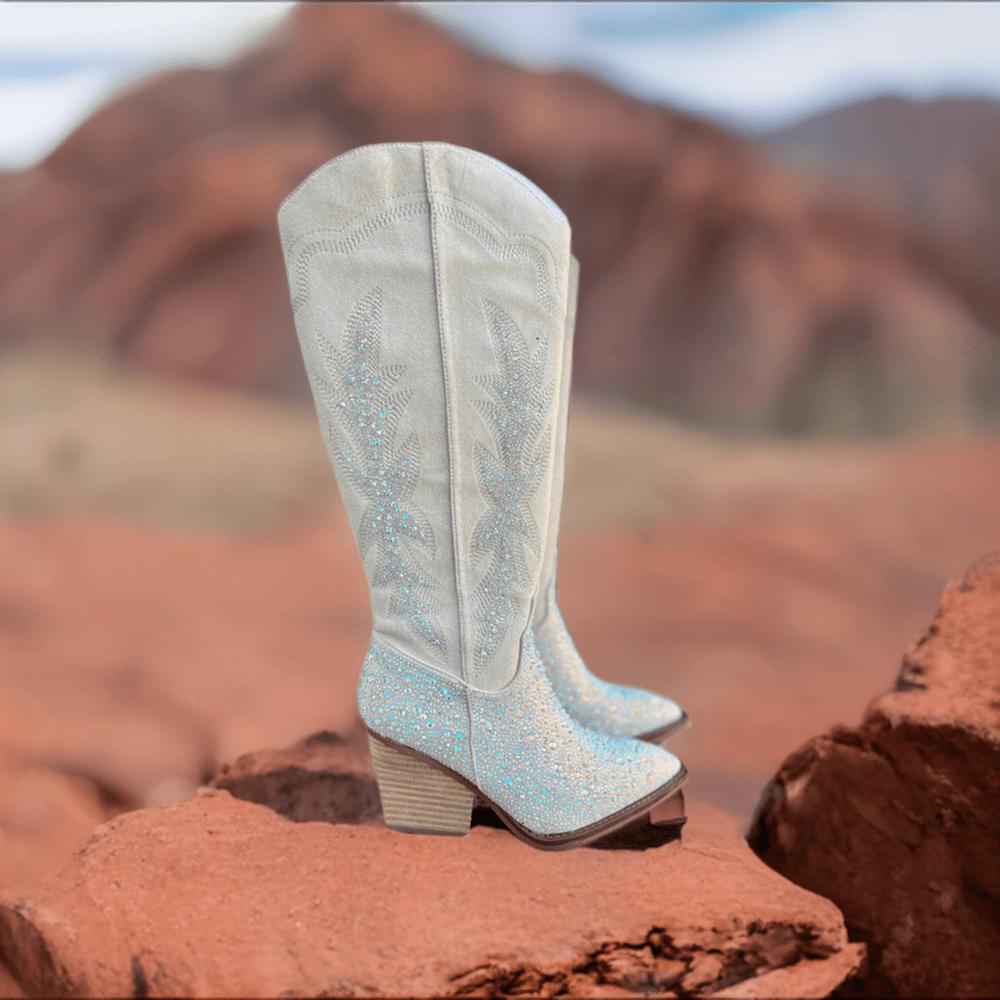 Very G Grey Rhinestone Western Style Boots* Product Image
