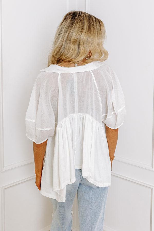 London Landscape Linen-Blend Top in White Product Image