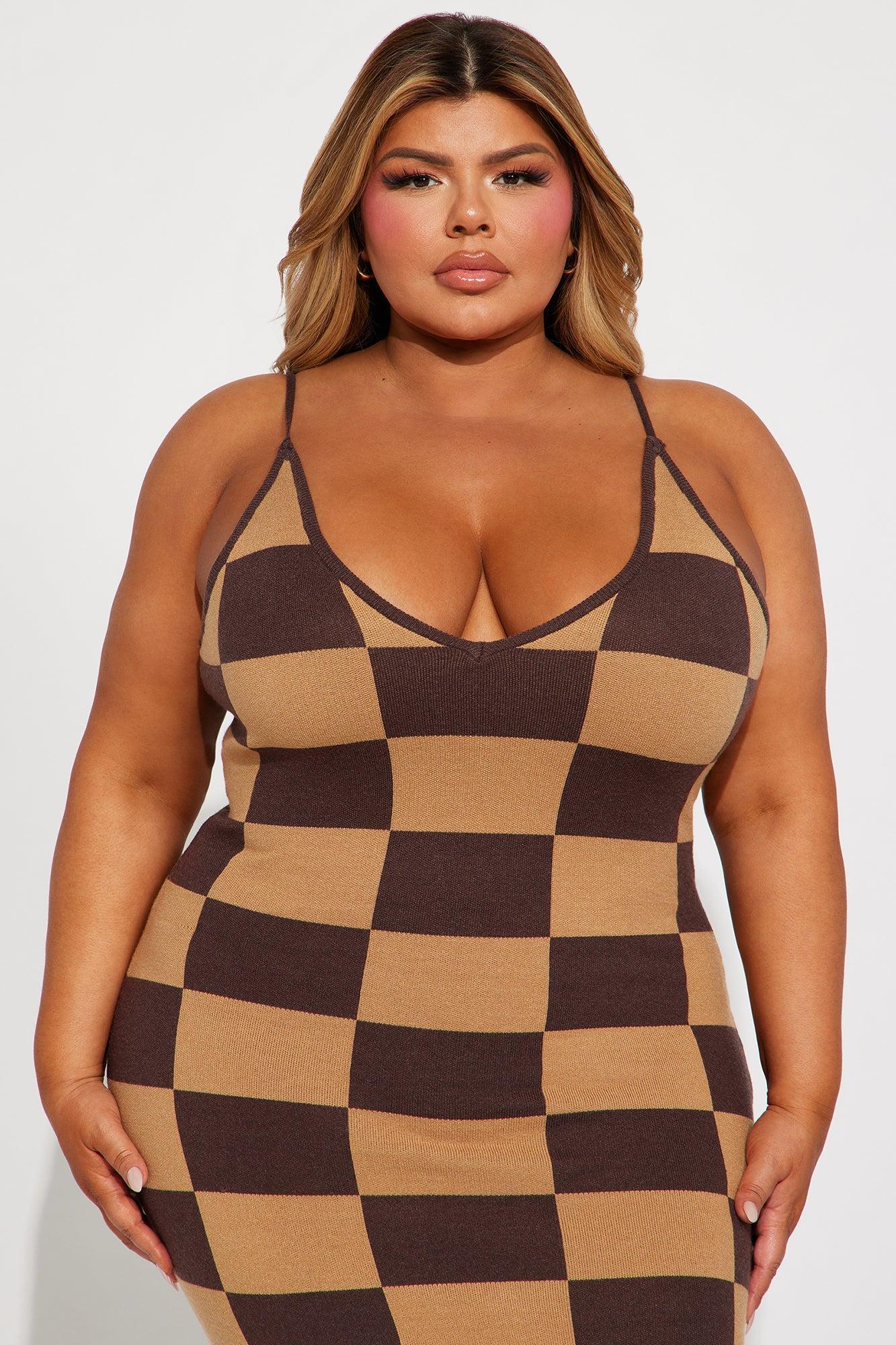 Check Me Sweater Maxi Dress - Chocolate/Combo Product Image