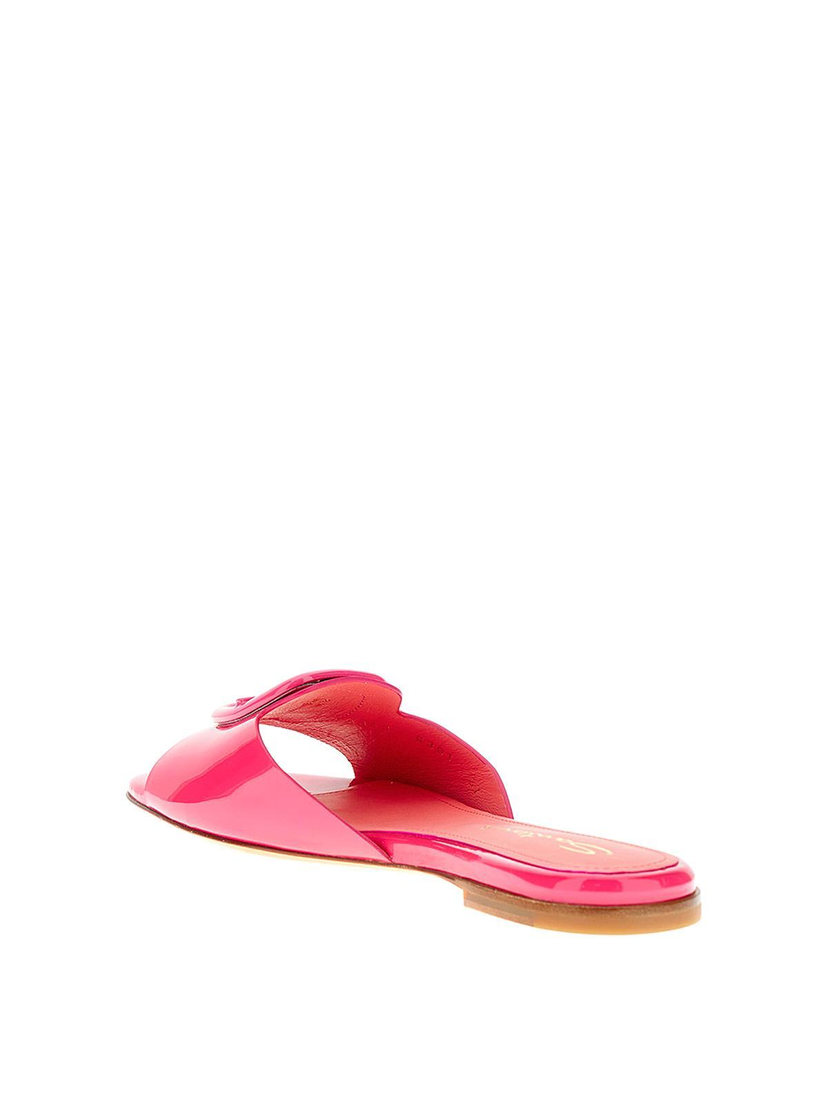 SANTONI Leather Sandals In Fuchsia Product Image