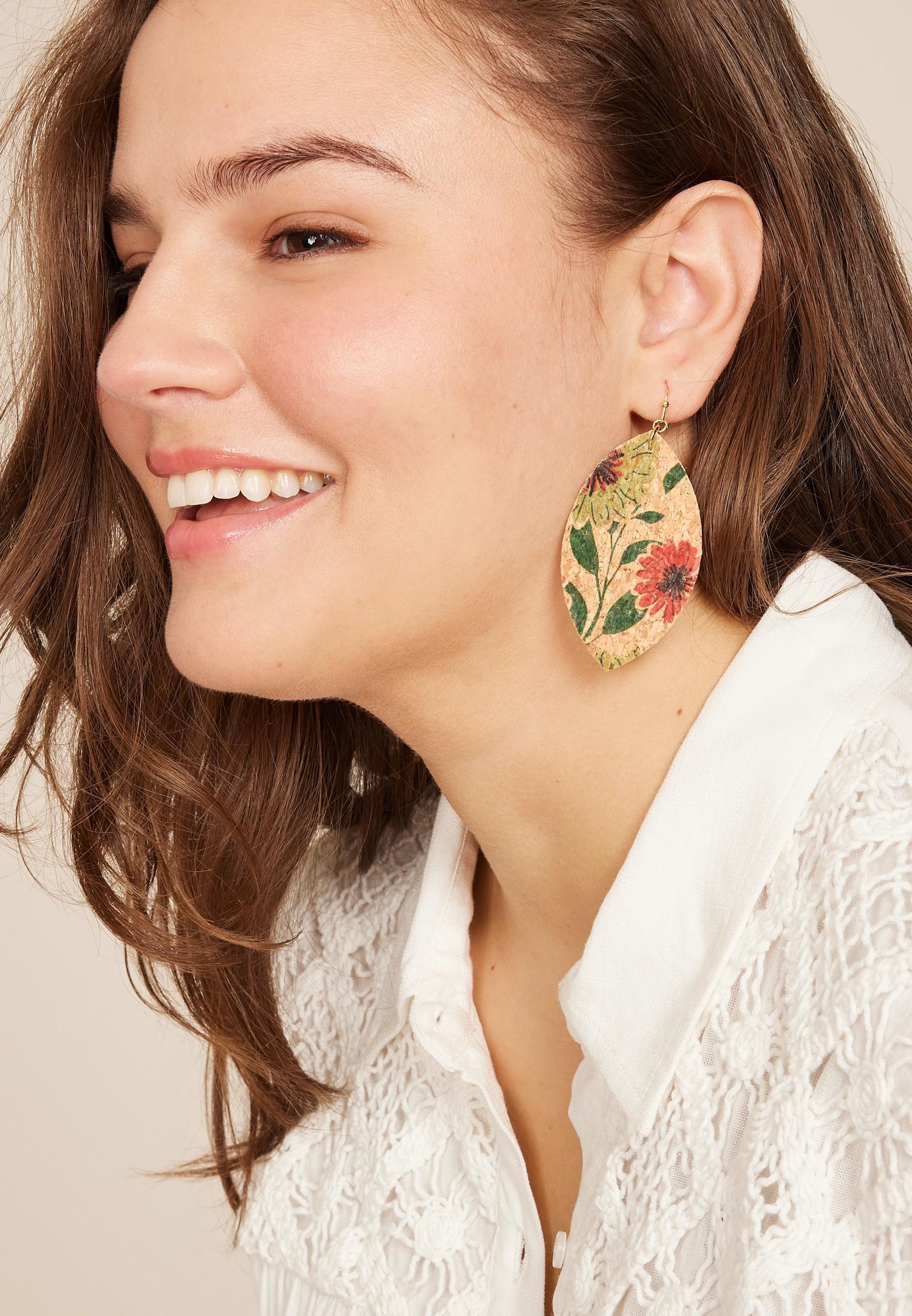 Floral Cork Drop Earrings Product Image