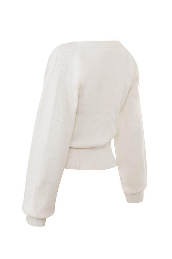 Rowan  ivory wool balloon sleeve wrap cardigan Product Image