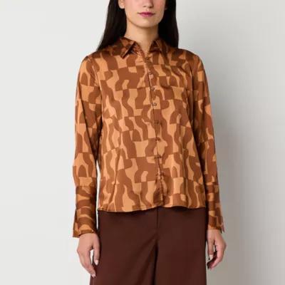 Worthington Womens Long Sleeve Fitted Button-Down Shirt Product Image