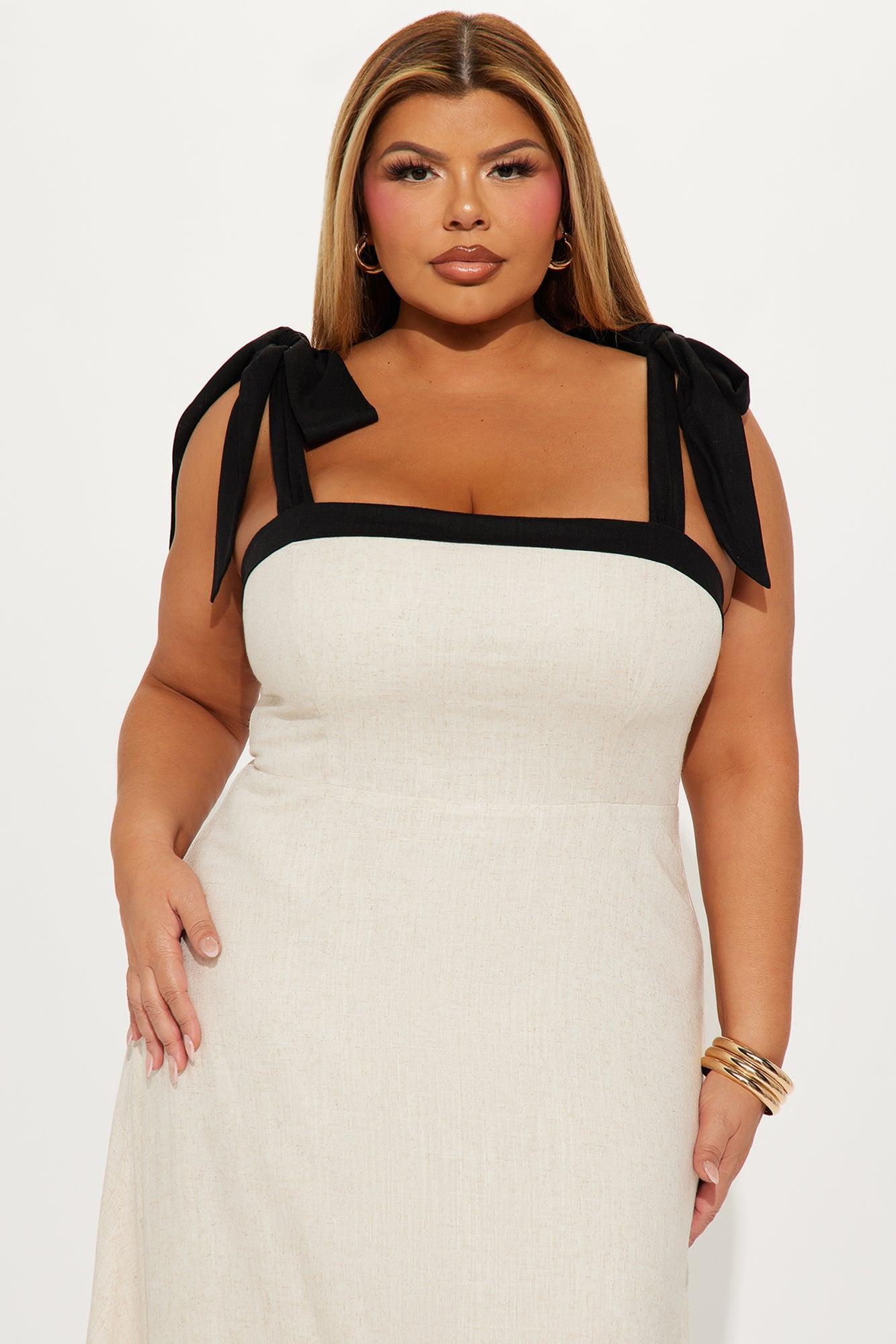 Hailey Linen A Line Maxi Dress - Natural/Combo Product Image