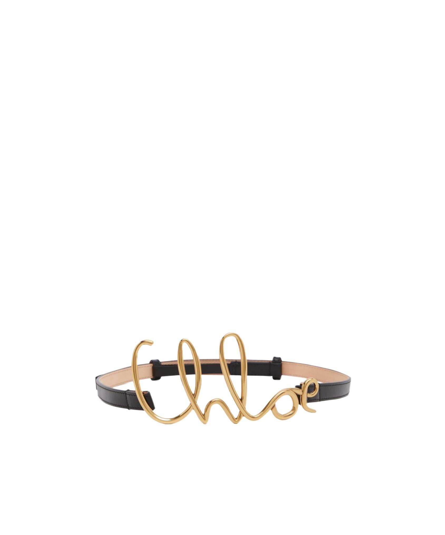 CHLOÉ Iconic Leather Belt Gold-tone Hardware In Black Product Image