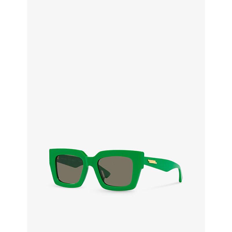 BOTTEGA VENETA Womens Green 6j000394 Bv1212s Rectangle-frame Acetate Sunglasses Product Image
