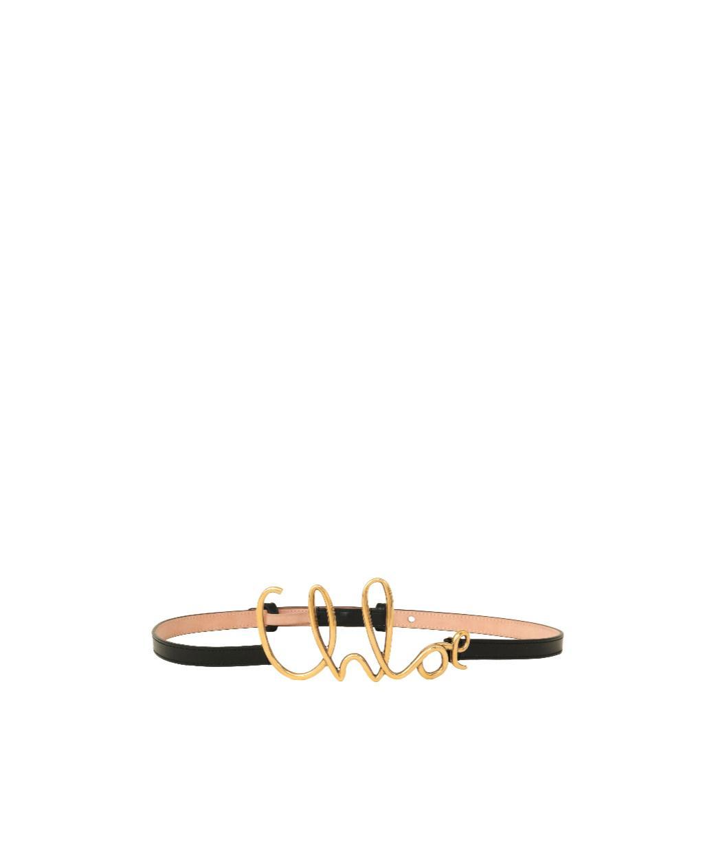 CHLOÉ Iconic Leather Belt Gold-tone Hardware In Black Product Image