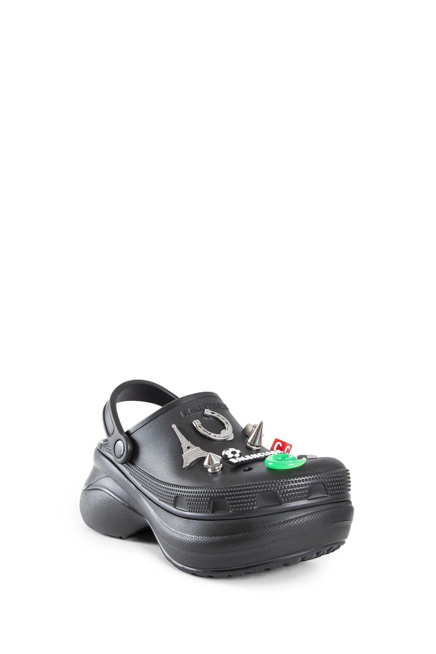 BALENCIAGA Platform Sandals Embellished Ventilation Holes In Black Product Image