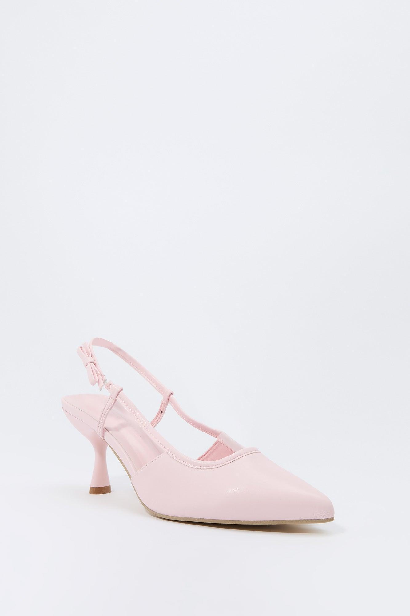 Faux Leather Side Bow Kitten Heel Female Product Image