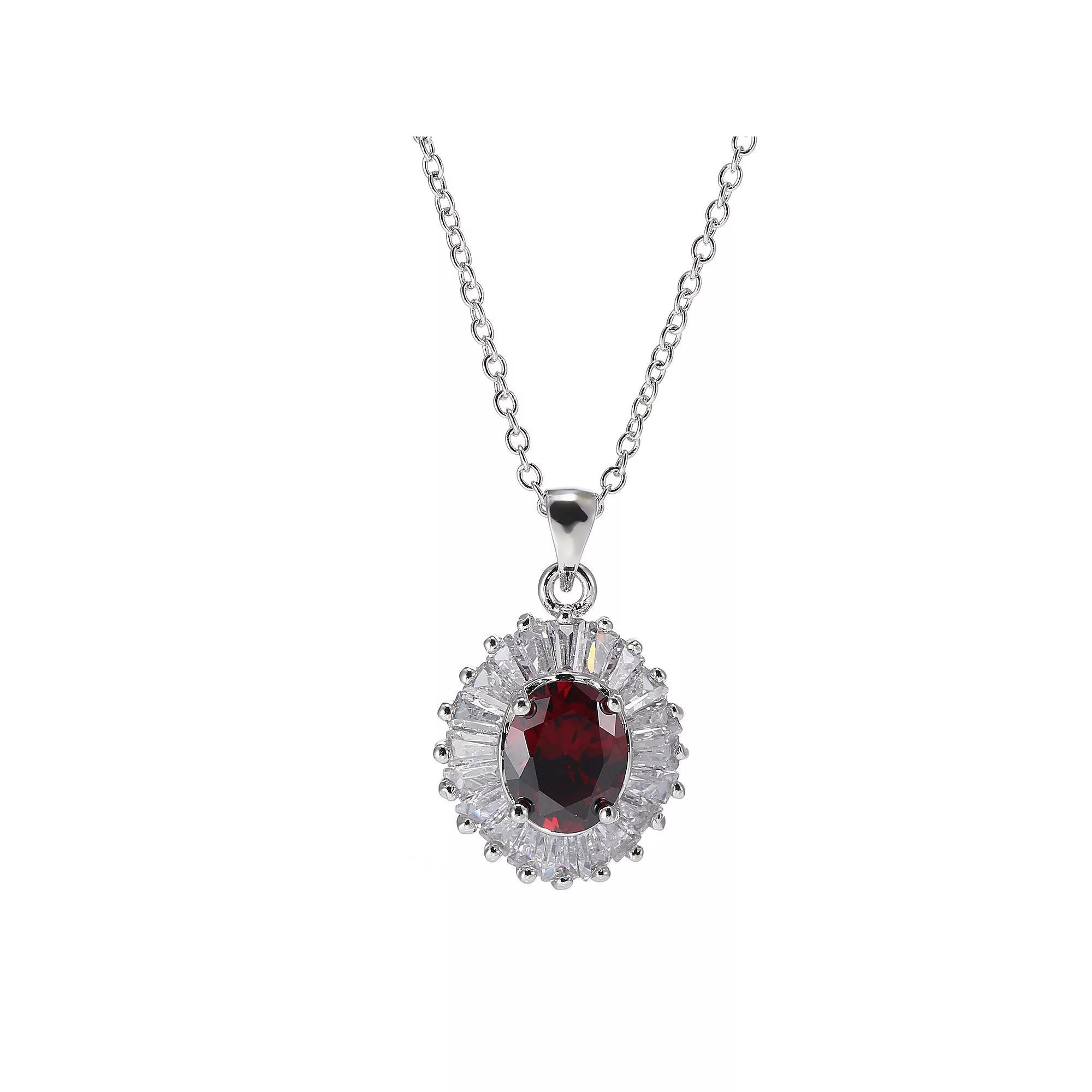 A&M Silver Tone Layered Cubic Zirconia Pendant Necklace, Women's, Size: 18" Product Image