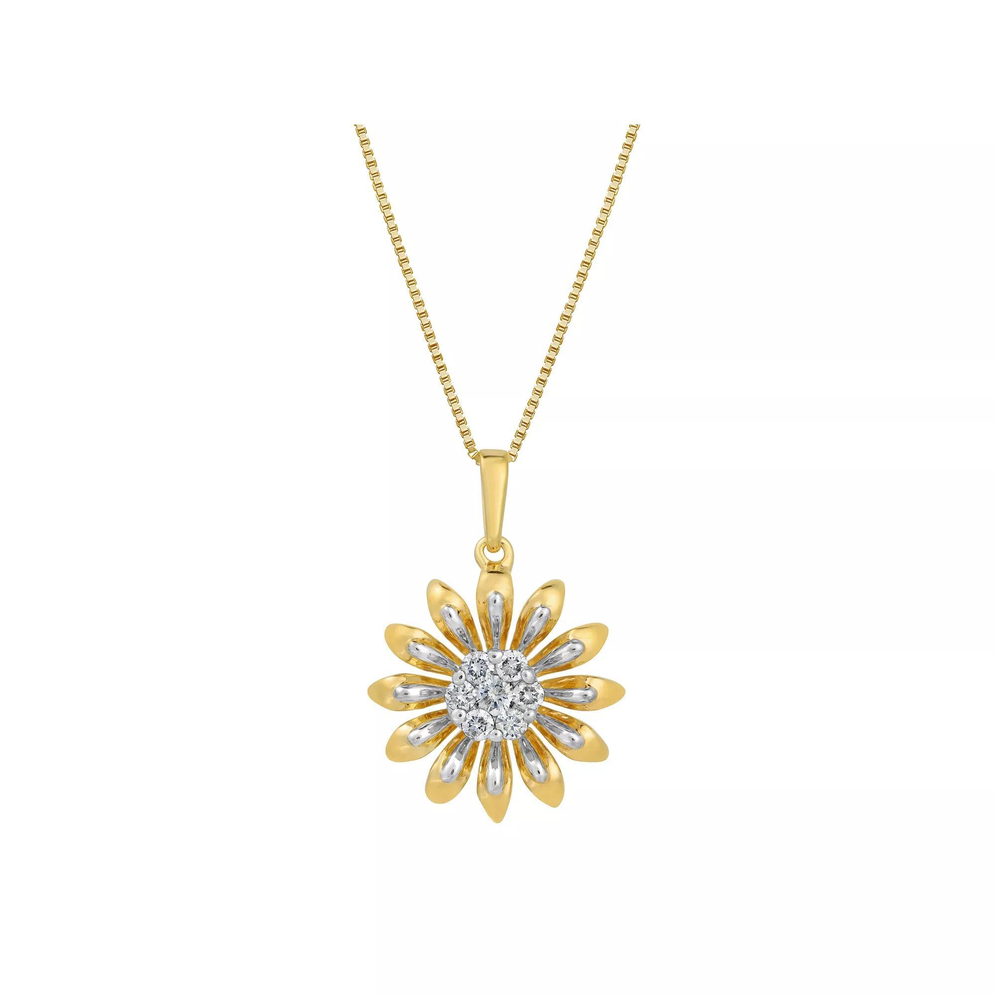 Gemminded 18k Gold Over Silver 1/6 Carat T.W. Diamond Daisy Pendant Necklace, Women's, Size: 18", Gold Tone Product Image