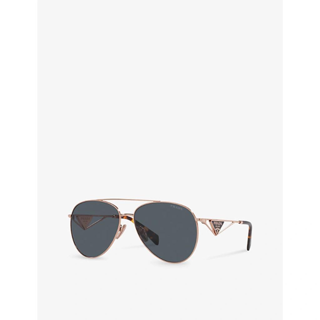PRADA Womens Gold Pr 73zs Pilot-frame Metal Sunglasses Product Image