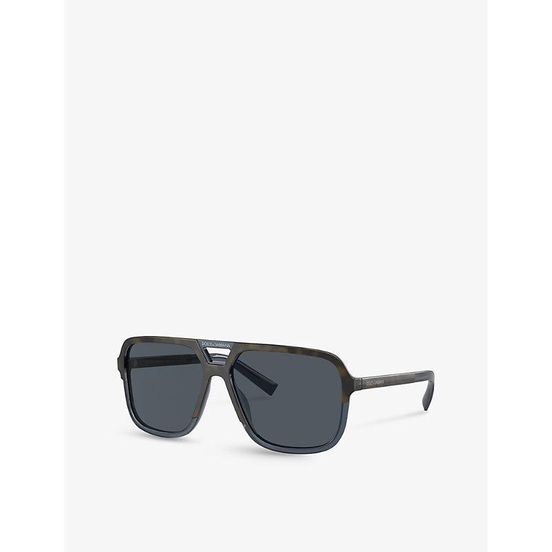 DOLCE & GABBANA Dg4354 Square-frame Tortoiseshell Acetate Sunglasses In Blue Product Image