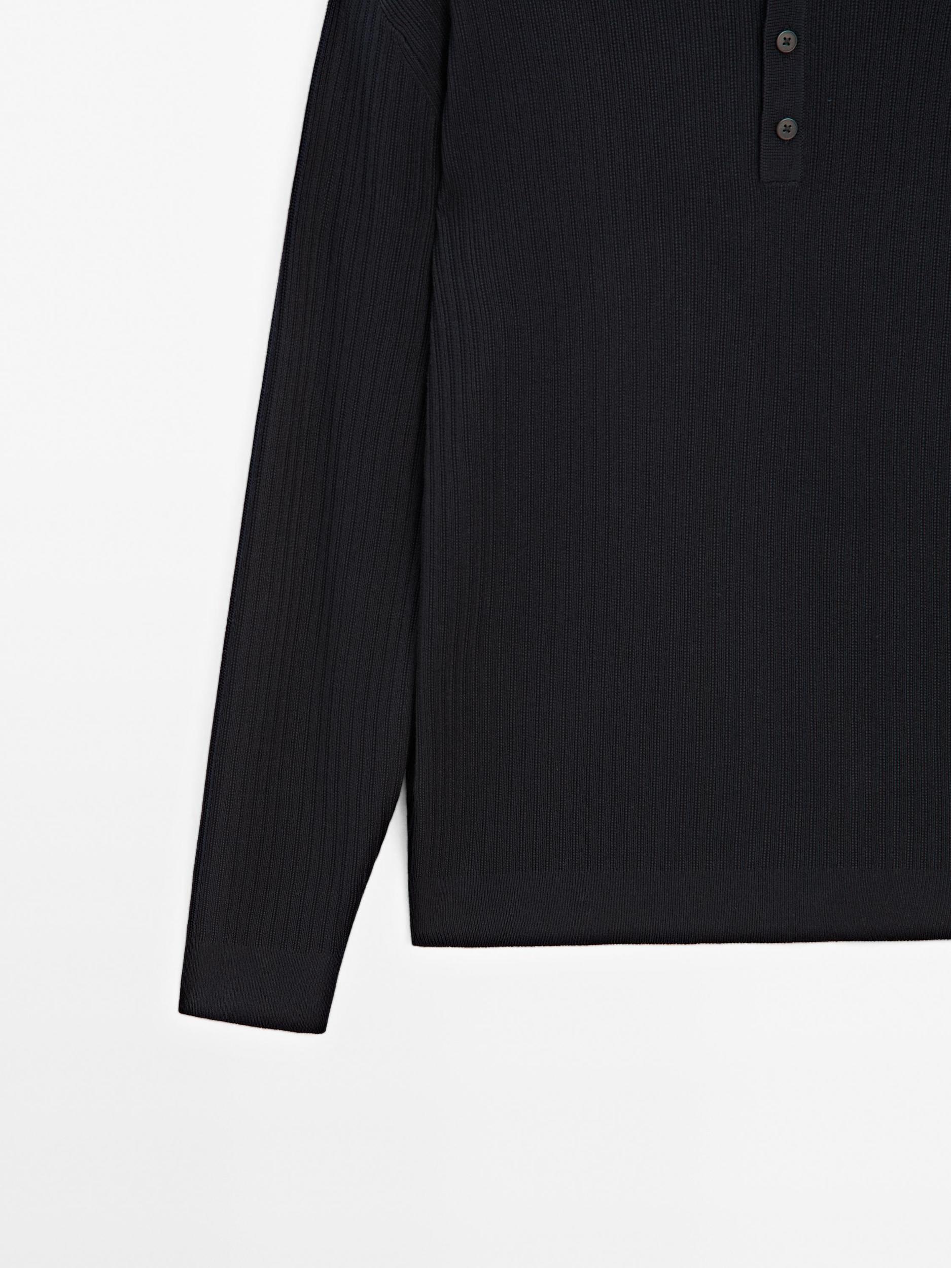 Cotton blend knit polo sweater Product Image