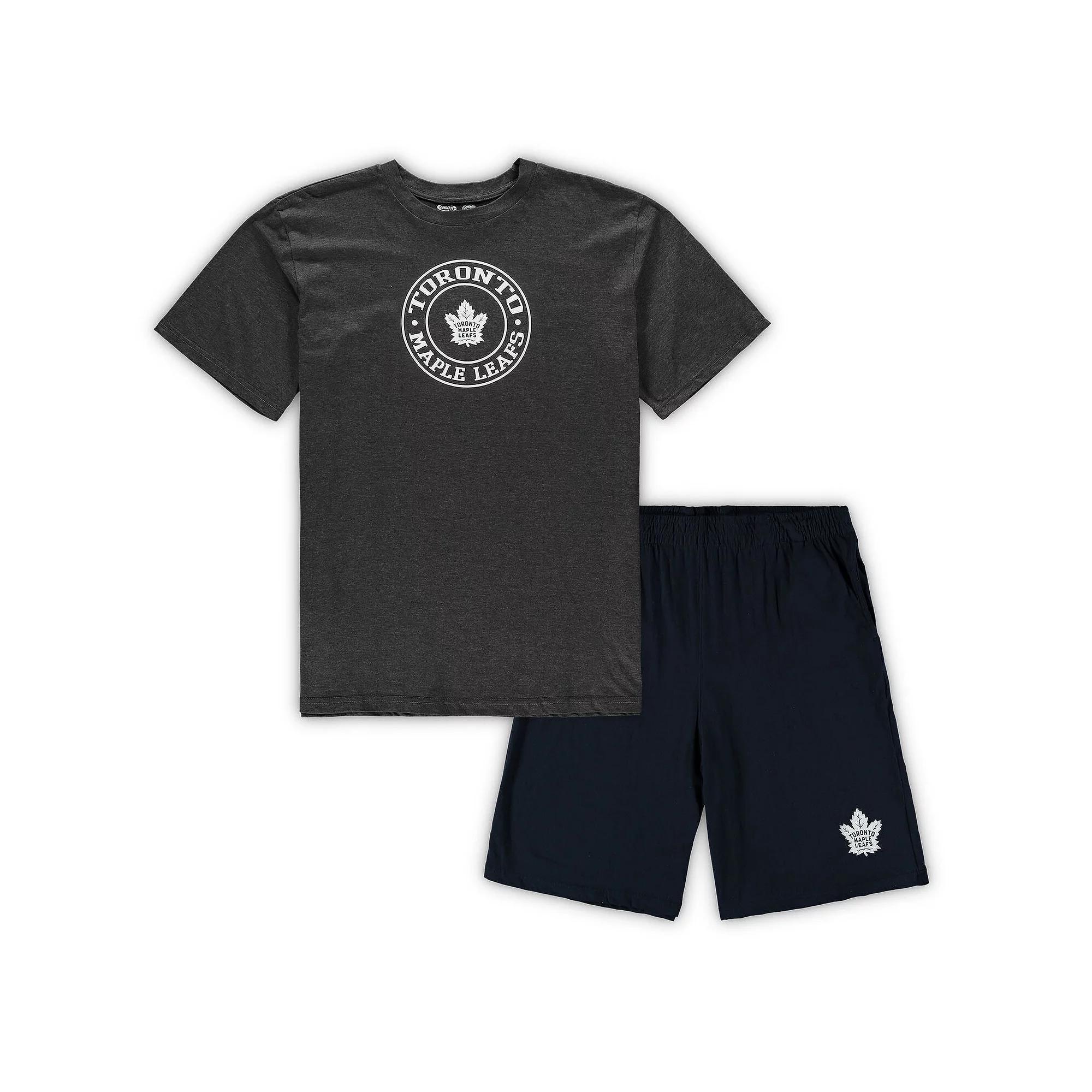 Mens Concepts Sport Navy/Heathered Charcoal Toronto Maple Leafs Big & Tall T-Shirt & Shorts Sleep Set Mpl Blue Product Image