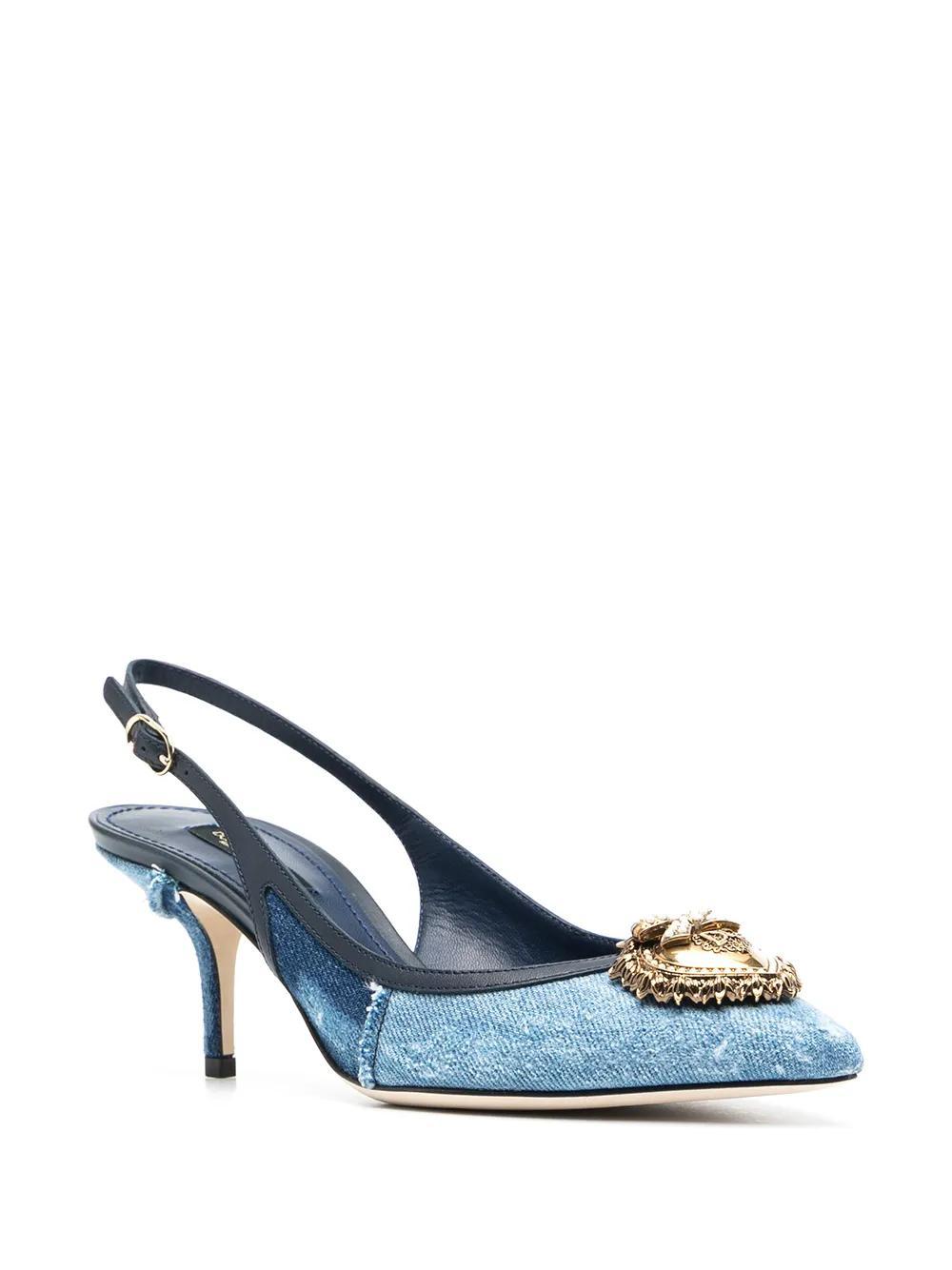 Devotion 70mm denim slingback pumps Product Image