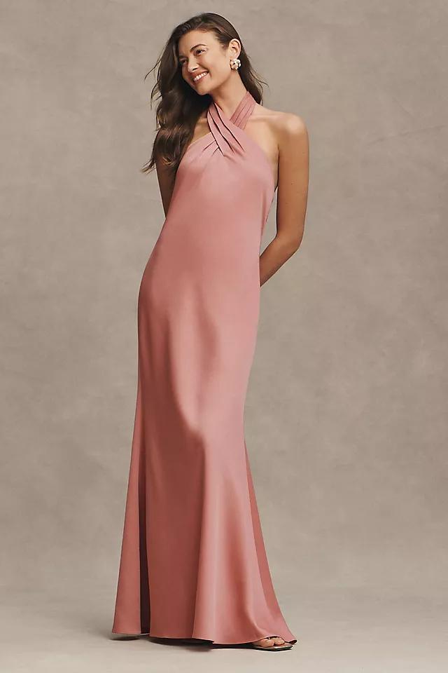 BHLDN Ruby Twist Halter Satin Gown Product Image