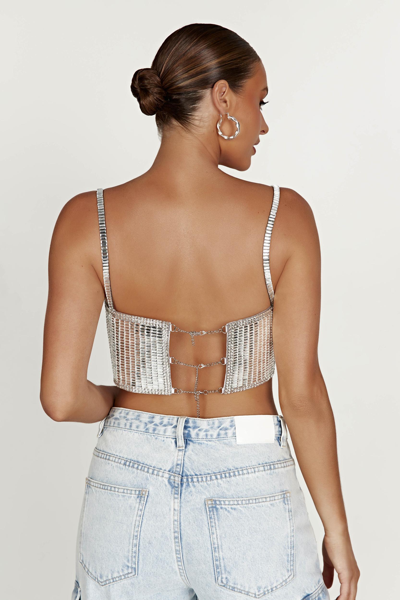 Miriam Mirror Crop Top - Silver Product Image