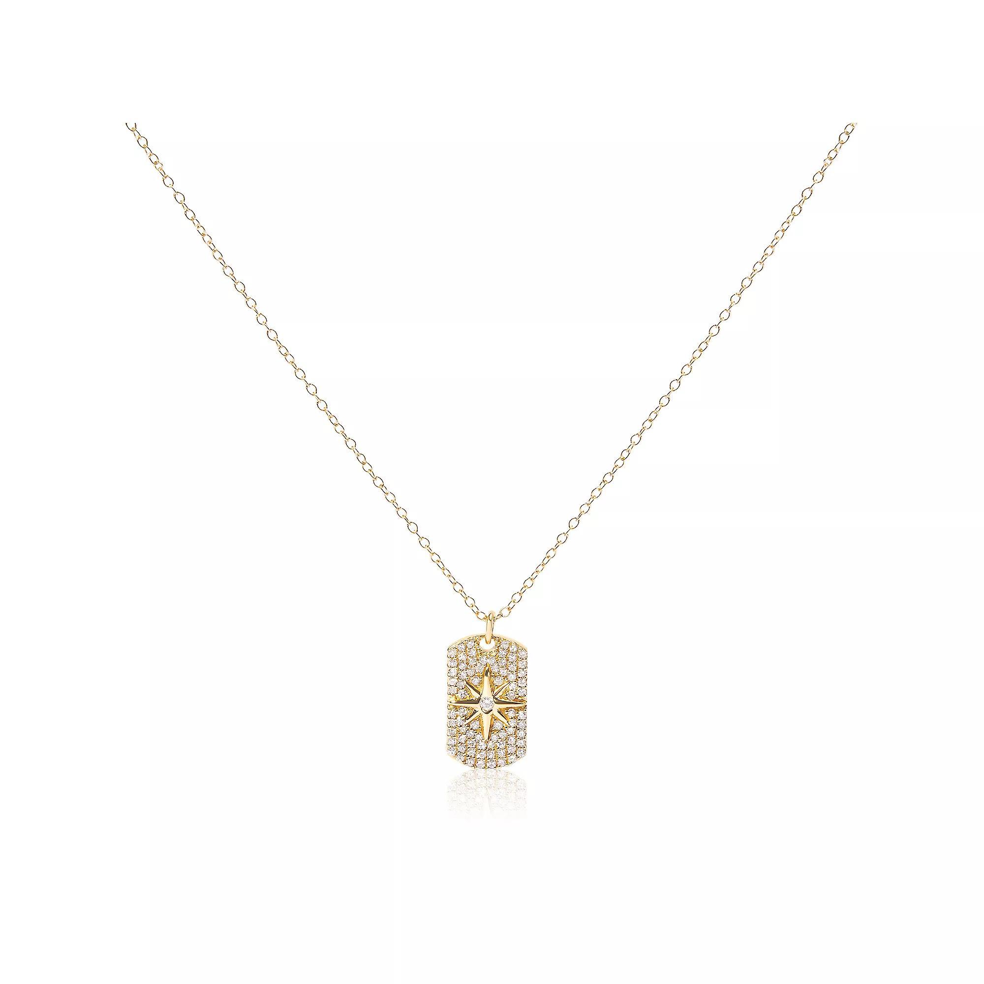 Haus of Brilliance 18k Gold Over Silver 3/8 Carat T.W. Diamond Star Pendant Necklace, Women's, Size: 18", Gold Tone Product Image