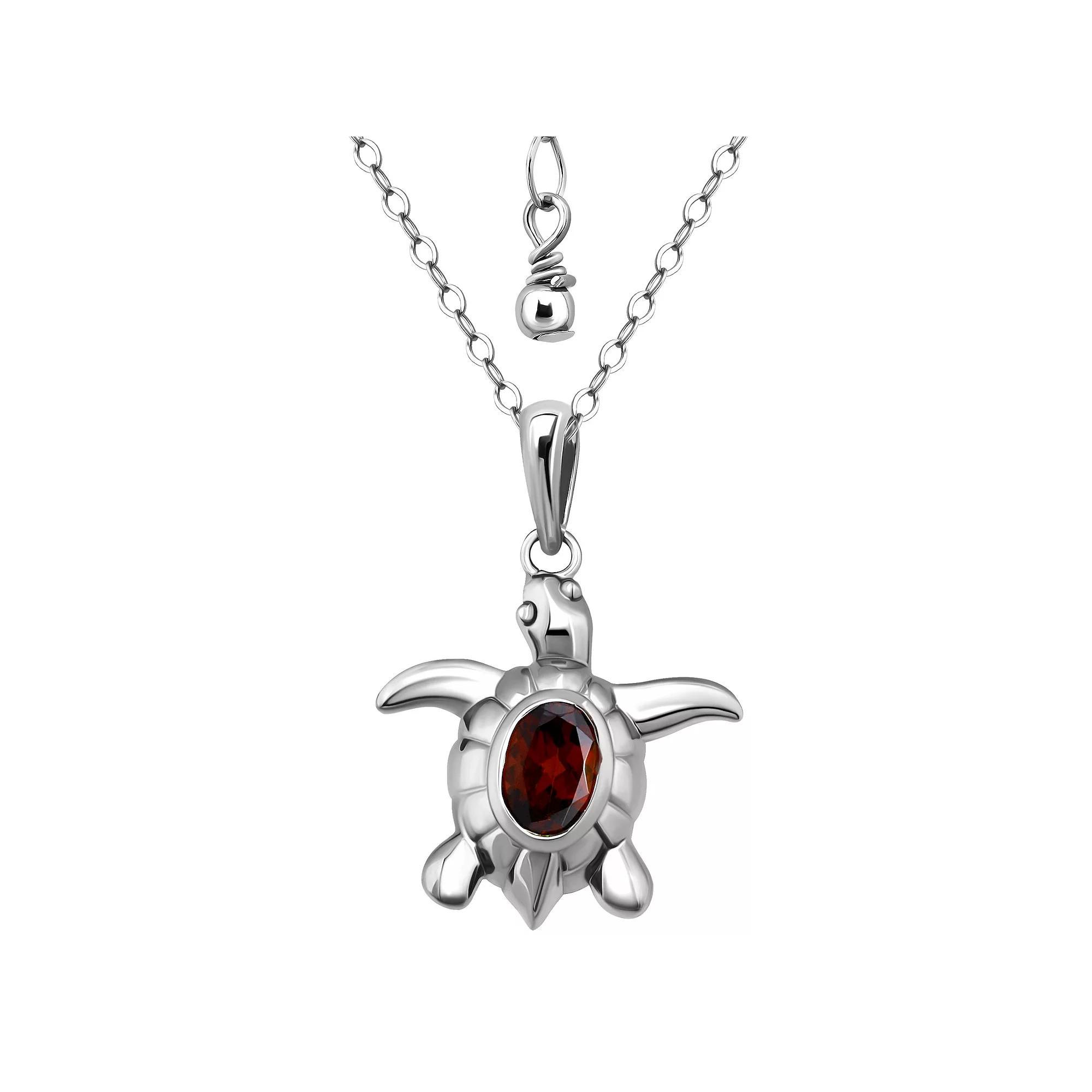 Aleure Precioso Sterling Silver Turtle Pendant Necklace, Women's, Size: 16-18" ADJ, Red Product Image