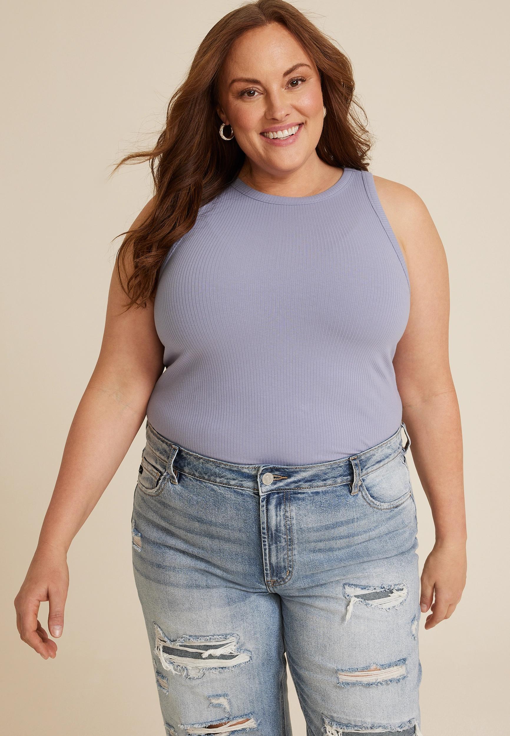 Maurices 0X Plus Size Womens 24/7 Highline Tank Top Purple Product Image