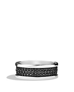David Yurman Mens Streamline Three-Row Band Ring with Black Diamonds Product Image