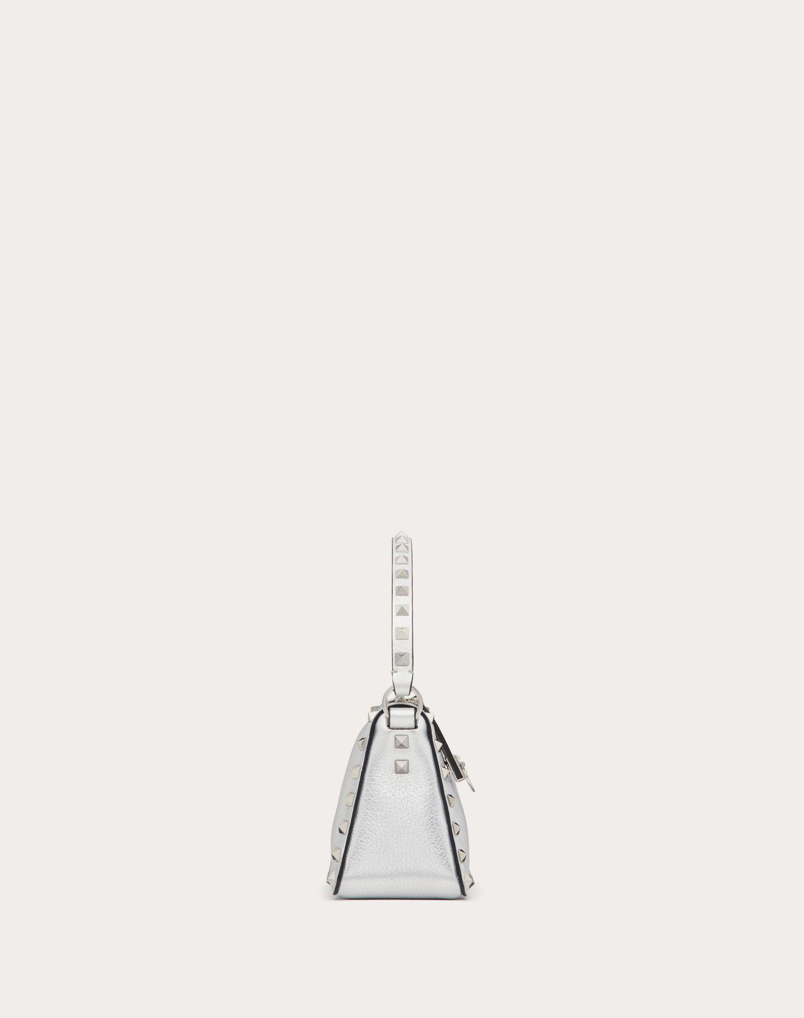 Small Rockstud Grainy Metallic Calfskin Crossbody Bag  Product Image