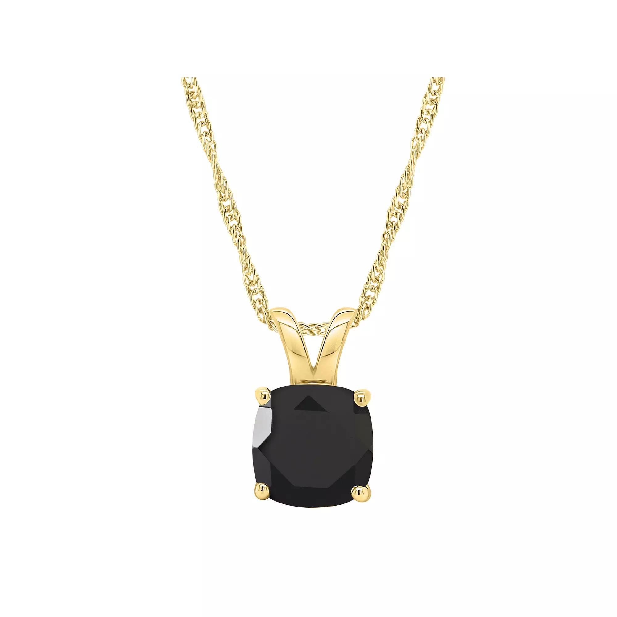 Alyson Layne 14k Gold Cushion Black Onyx Pendant Necklace, Women's, Size: 18" Product Image