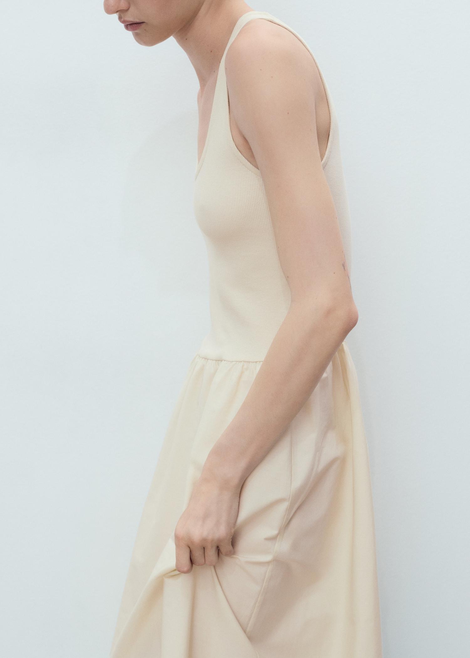 Flared dress in combined fabric - Women | MANGO USA Product Image