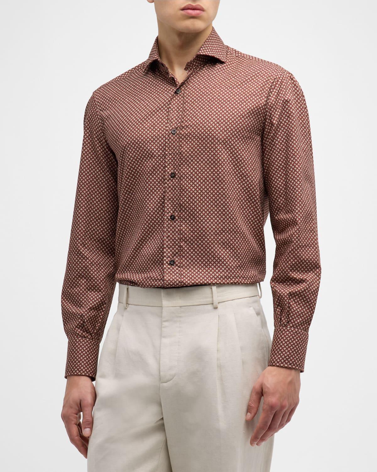 Men's Cotton Micro-Diamond Sport Shirt Product Image