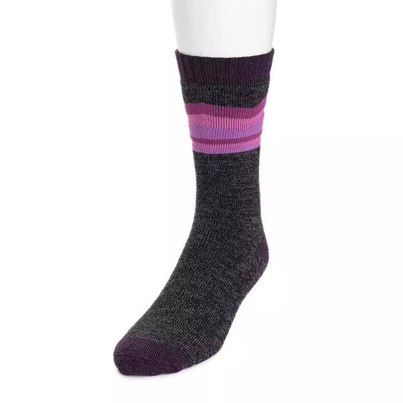 Men's MUK LUKS Stripe Top Crew Socks, Brown Tree Product Image