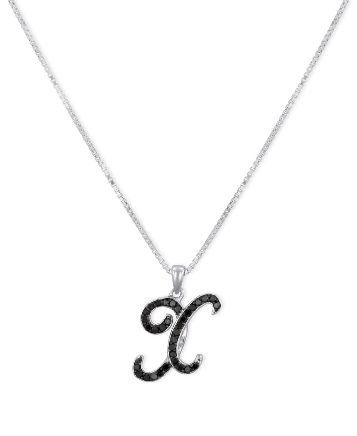 Jewelexcess Sterling Silver 1/4-ct. T.W. Black Diamond Initial Pendant, Women's, Size: 18", Q Product Image