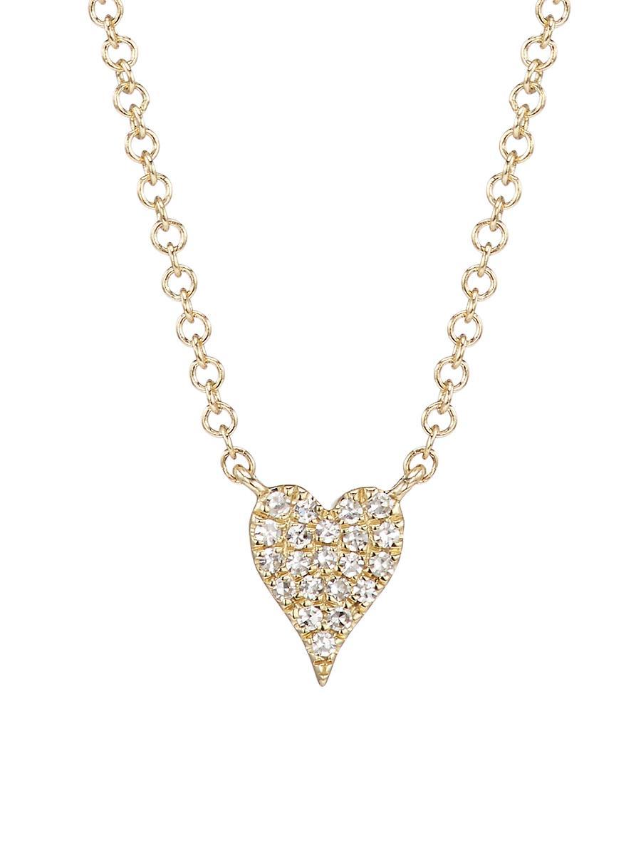 Womens 14K Yellow Gold & 0.05 TCW Diamond Heart Pendant Necklace Product Image