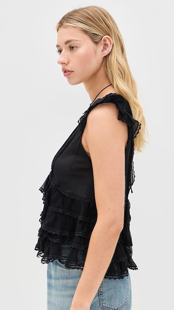 alice + olivia Blanche V Neck Ruffle Swing Top | Shopbop Product Image