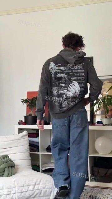 Forgive Them Father Graphic Acid Washed Oversized Hoodie Product Image