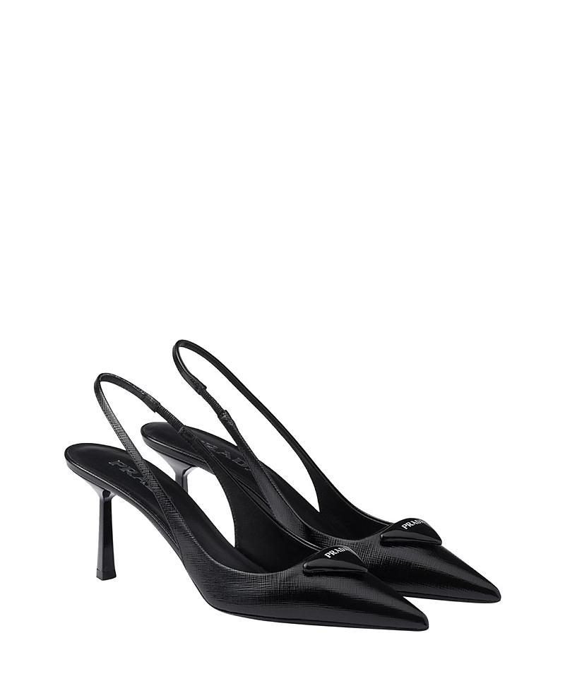Prada Womens Saffiano Patent Leather Slingback Pumps Product Image