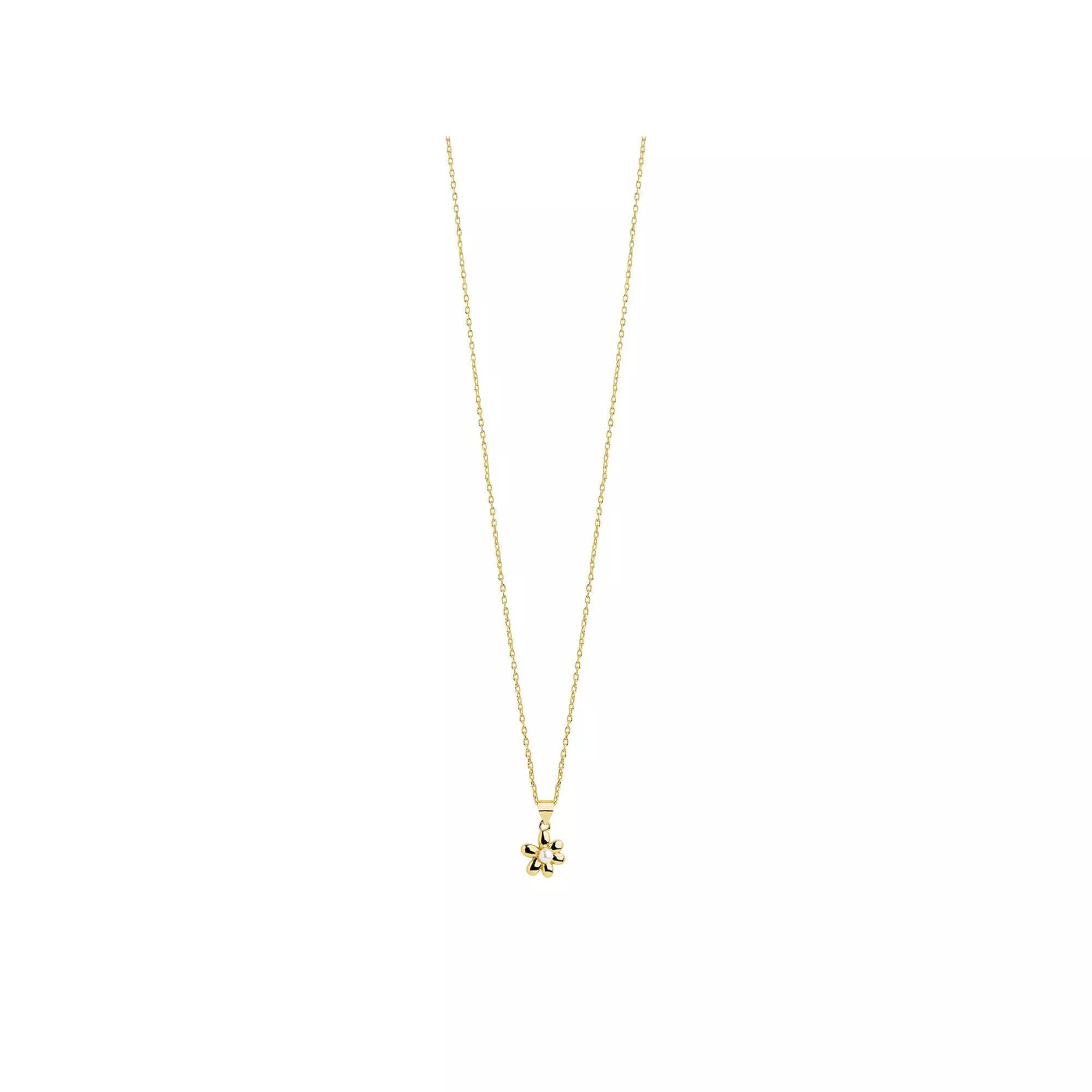 MC Collective Shell Pearl Flower Pendant Necklace, Women's, Size: 16", Gold Tone Product Image