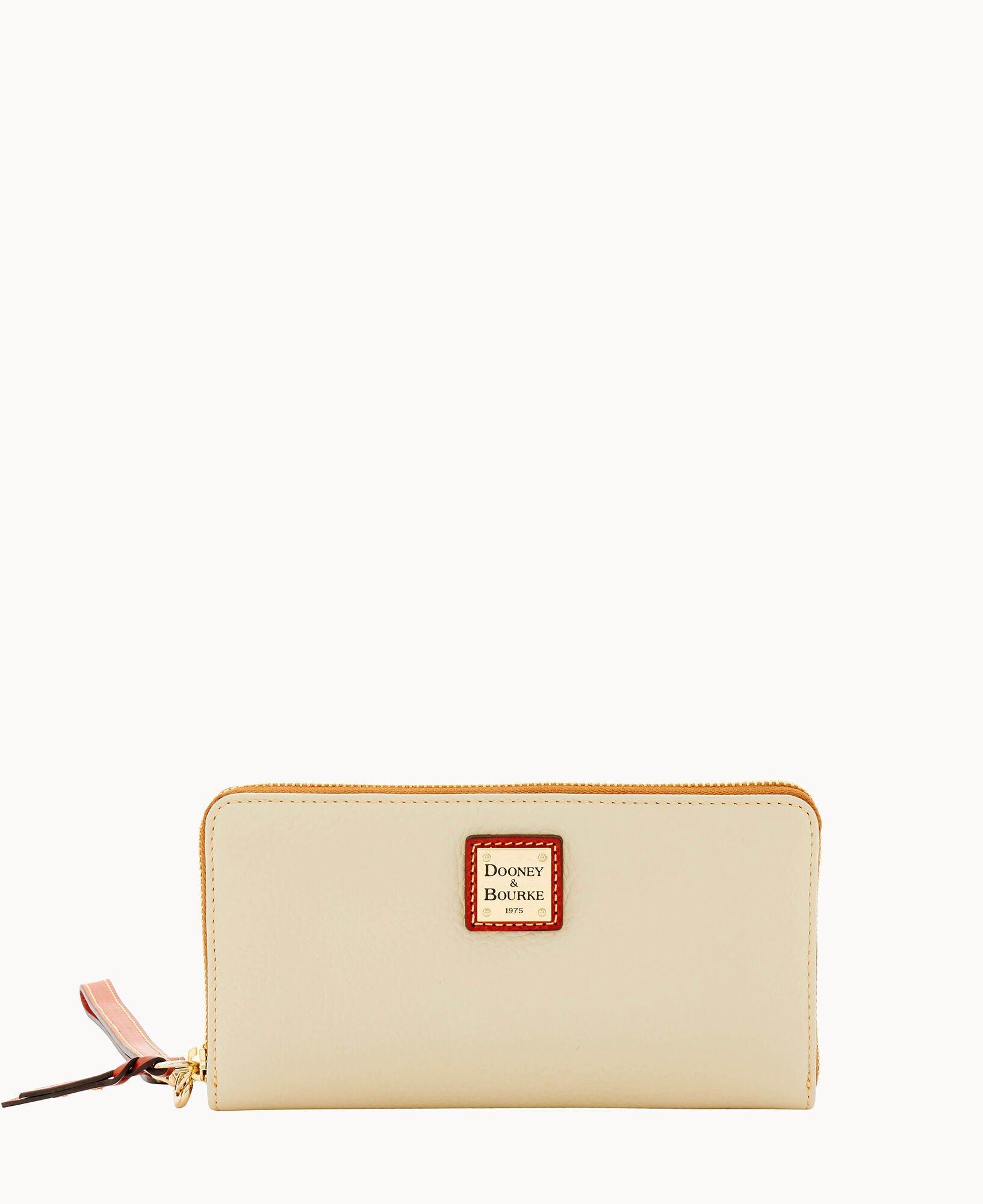 Dooney & Bourke Womens Pebble Grain Large Zip Around Leather Wristlet in Black Product Image