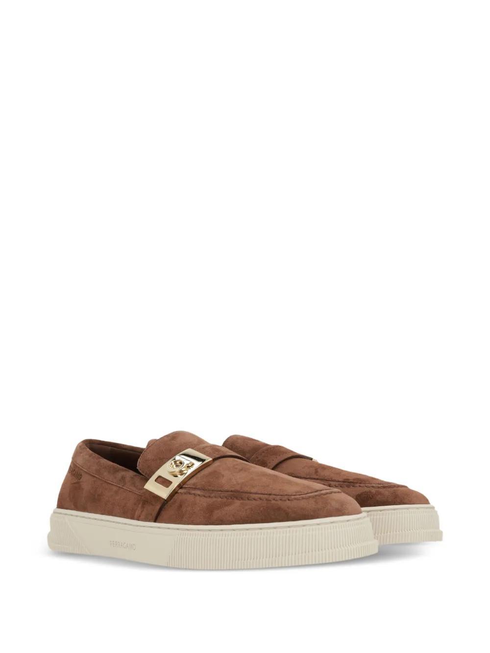 FERRAGAMO Suede Loafers In Brown Product Image
