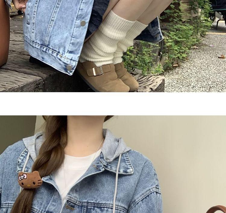 Detachable Hood Washed Denim Jacket Product Image
