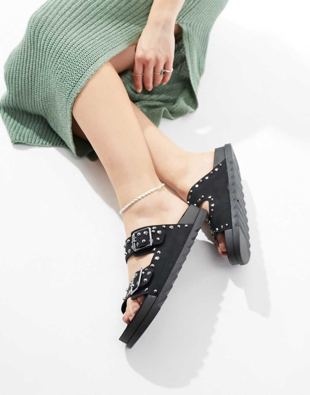 ASOS DESIGN Fantasy studded flat sandal Product Image
