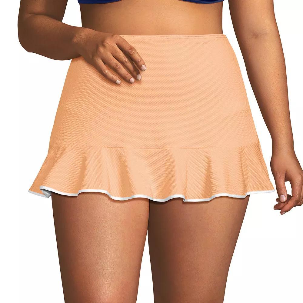 Plus Size Lands' End Pique Ruffle Hem Mini Swim Bottoms, Women's, Size: 20 W, Orange Mist White Product Image