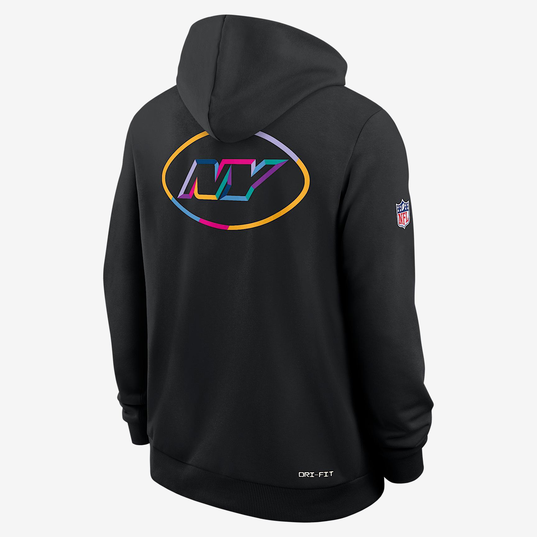 New York Jets Crucial Catch Sideline Men's Nike Dri-FIT NFL Pullover Hoodie Product Image