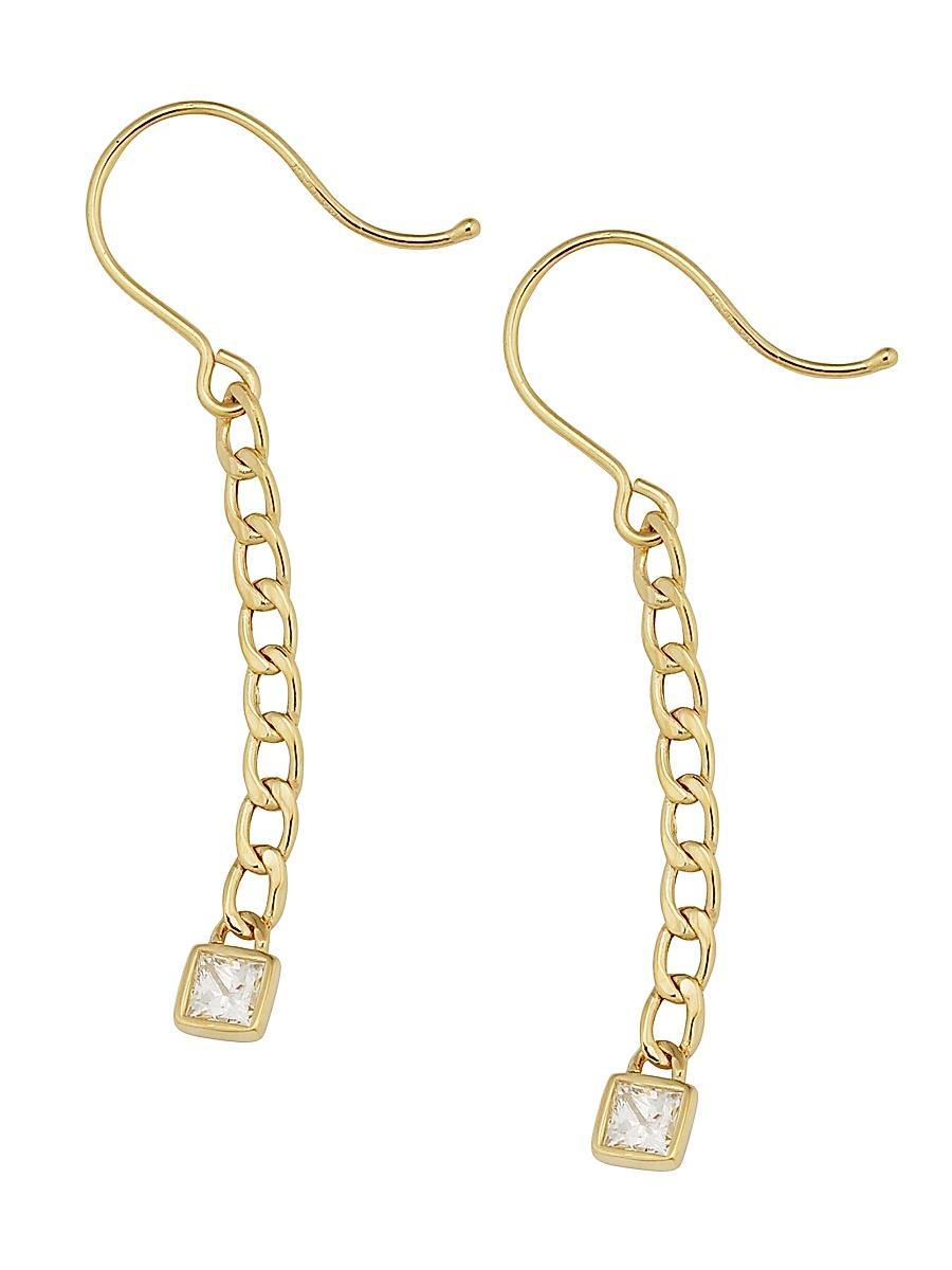 Womens 14K Yellow Gold Dazzle Me Curb Drop Earrings Product Image