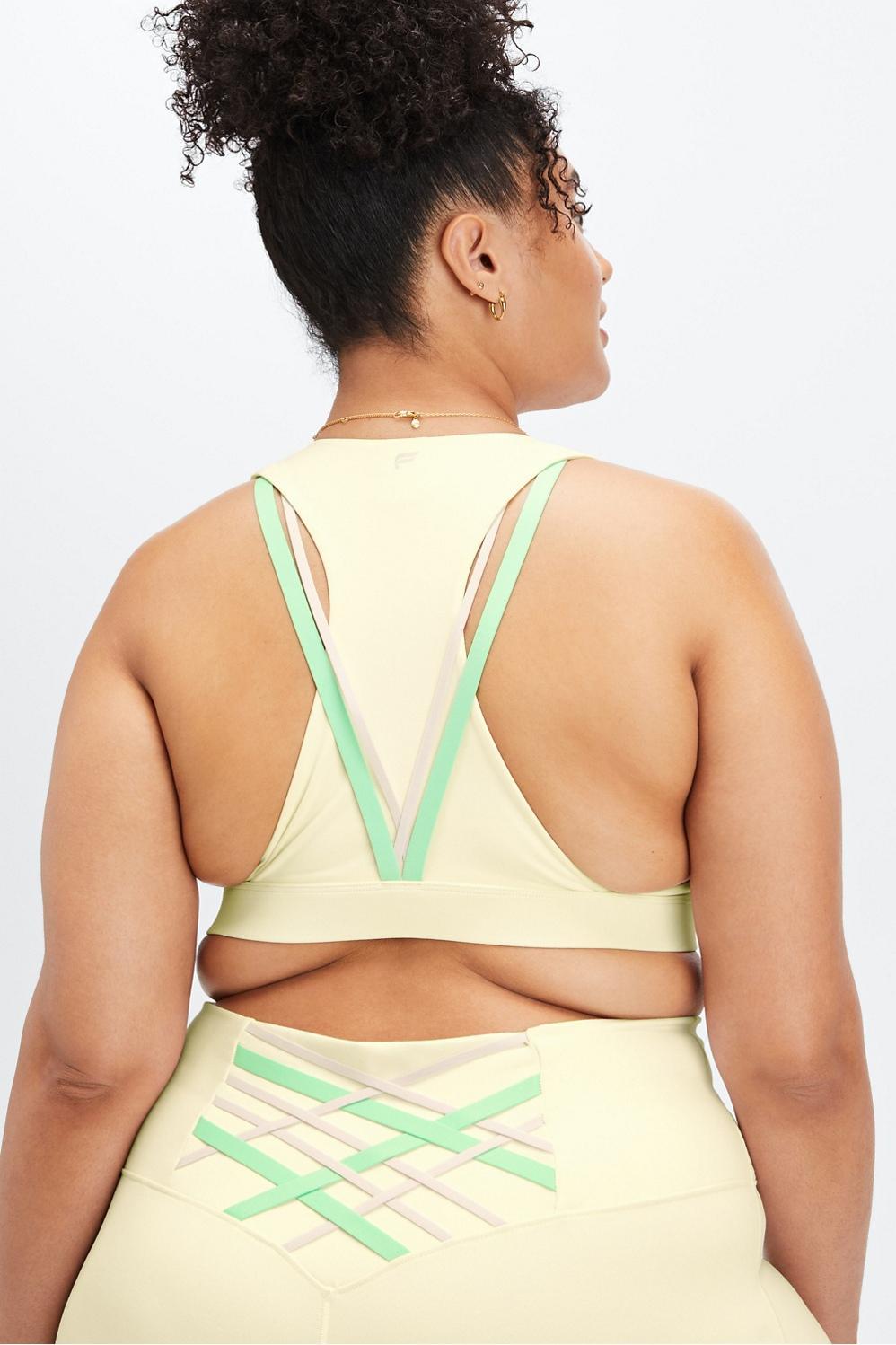 Fabletics Kessler Medium Impact Sports Bra Womens Egret/Multi plus Size 4X Product Image